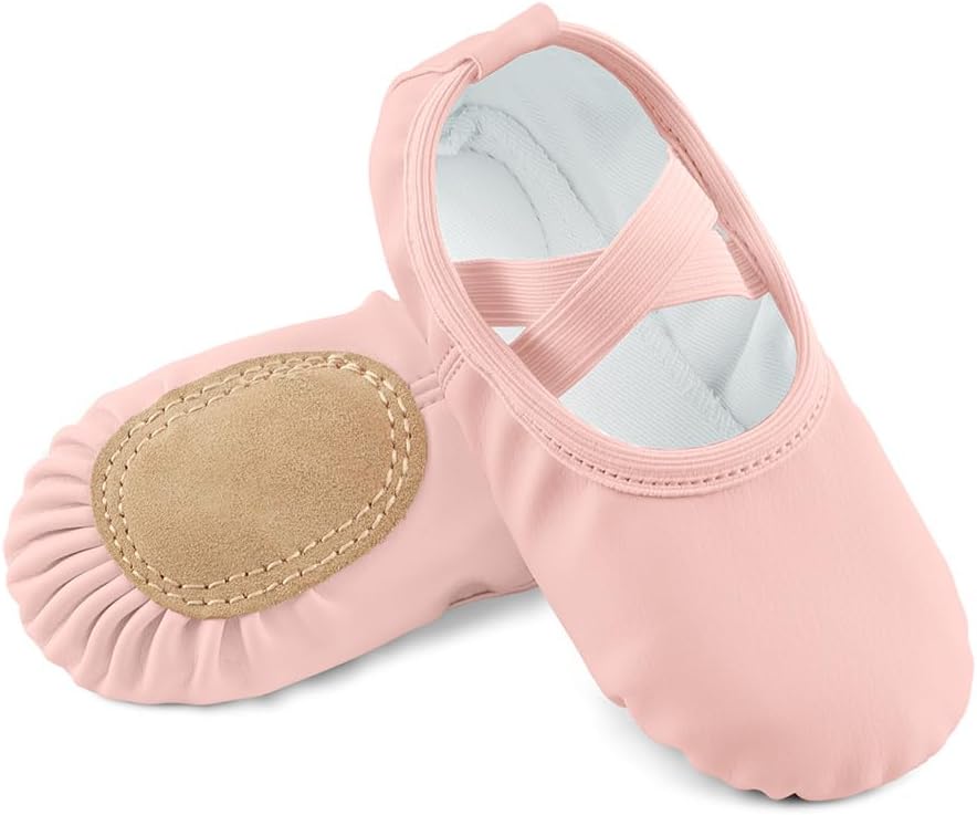 Girls Ballet Shoes for Dance PU Leather Toddler Little Bid Ballerina Slippers