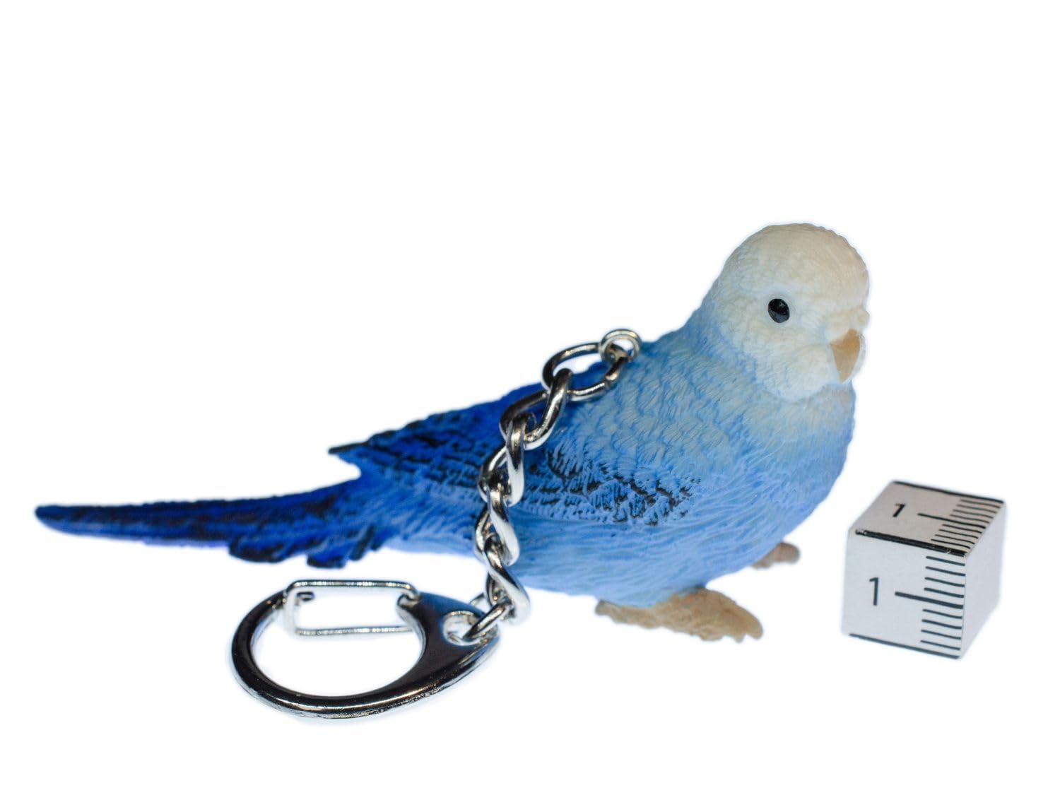 Miniblings Budgie Key Ring Chain Bird Blue