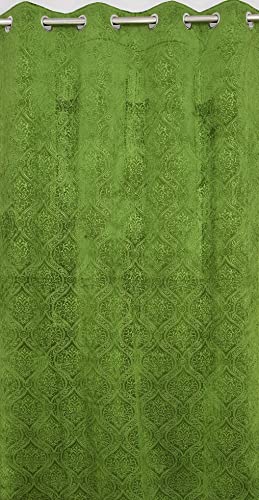 Image of Homefab India 2 Piece Velvet Window Curtains - 5 feet, Green
