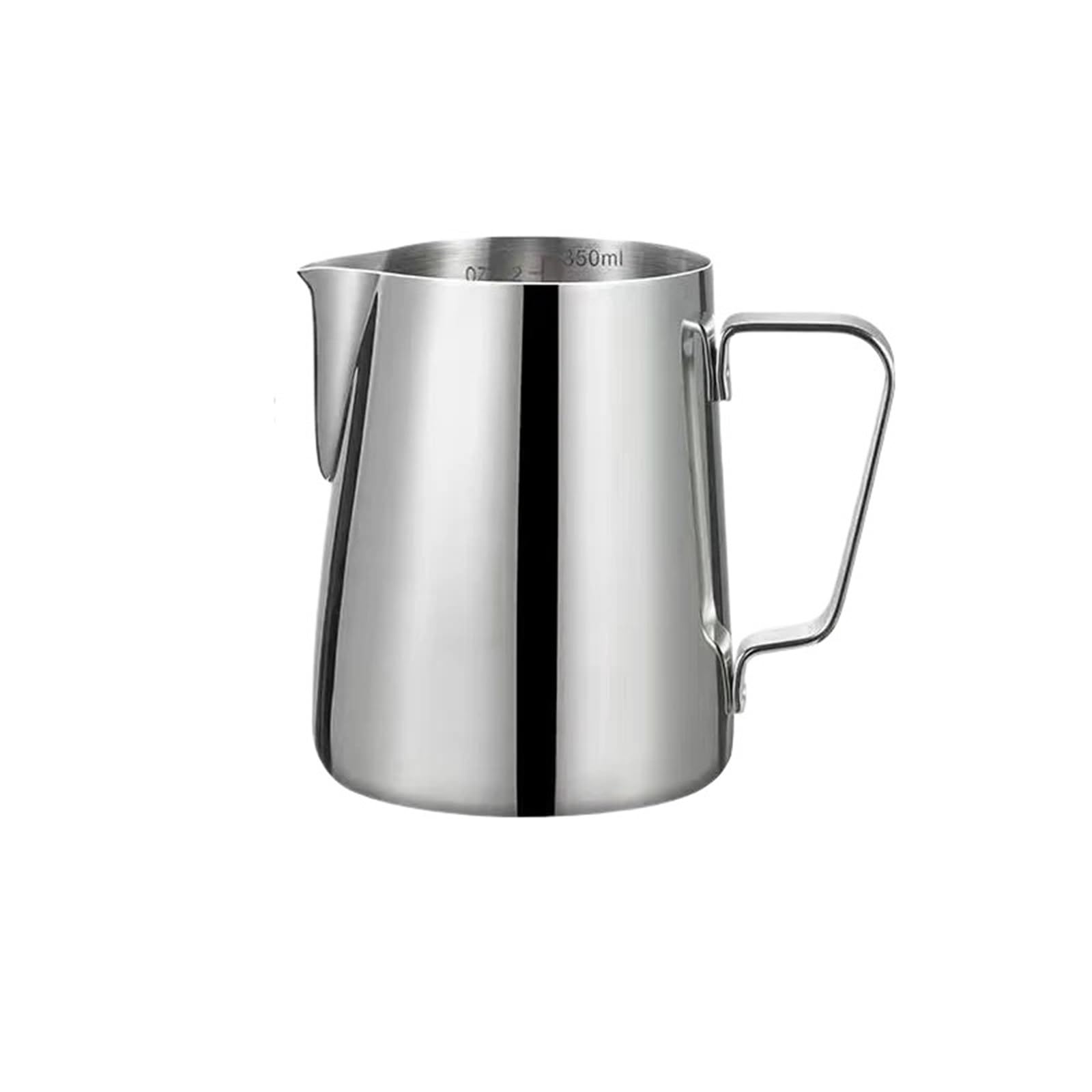 2 Stück Edelstahl-Milchaufschäumkrug mit langem, abgerundetem Auslauf, Latte-Art-Krug, Milchkännchen, Milchaufschäumer, Barista-Milchdampfkrug(Silver,350ml)