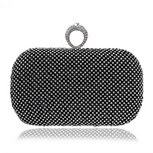 WSNDY Bolsos De Embrague De La Noche Bolsa De Noche con Tachuelas con Diamante con Bolsos De Hombro De Cadena Bolsos De Mujer Bolsos De La Tarde Bolsa (Color : Black, Size : 16 * 5 * 9.5cm) Cover