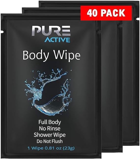 Shower Body Wipes, 40 Individually Wrapped Personal Hygiene Body Wipes for Women and Men, Keep Clean After Gym Travel Camping Outdoors Sports