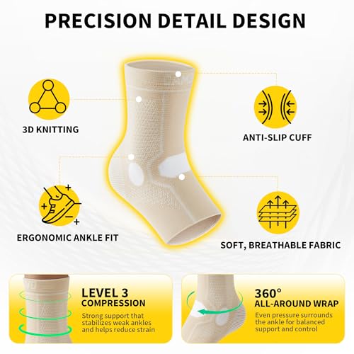 Image of CAMBIVO Ankle Compression Sleeve Support for Men & Women, 1 Pair for Sports