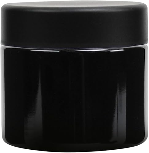 Miniatura 10 de Tarros gruesos de vidrio negros de 3 onzas con tapas negras  0.18 oz  150 recipientes herméticos para aceite, bálsamo labial, cera, cosméticos  Mini