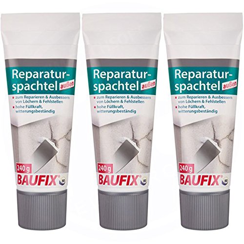 Preisvergleich Produktbild 3 x Baufix Reparaturspachtel (außen) 240 g pro Tube