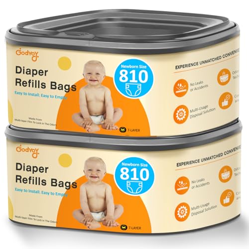 Image of Jumbo Square Refill Compatible with Diaper Genie Classic,Compact and Select Pails,Odor Control & Durable,Holds Up to 810 Newborn Diapers,Plant Scented Disposal Bag Refills with Continuous Film（2 pack）