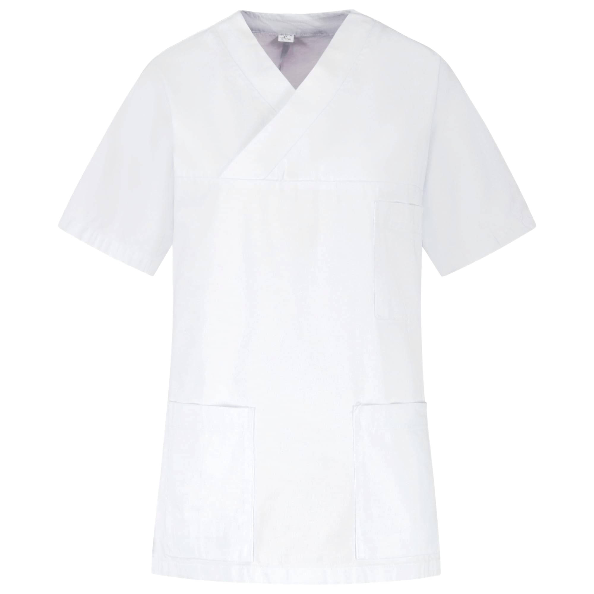 B-well Fabia Casaca Sanitaria Mujer/Hombre 100% Algodón, Manga Corta, Cuello en V, Casaca para Mujer, Enfermería, Casaca Blanca