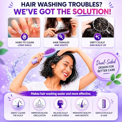Image of KAIDAA 2 in 1 Scalp Massager & Shampoo Brush (Comb) for Hair Growth & Dandruff Removal | Soft Silicone Bristles Hair Scalp Scrubber & Exfoliator | Wet & Dry Use Hair Massage Brush
