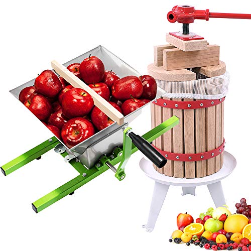 COSTWAY Weinpresse 6L – Obstpresse Aus Holz & Metall, Manuelle Saftpresse Für Apfel, Trauben & Beeren Inklusive Presstuch