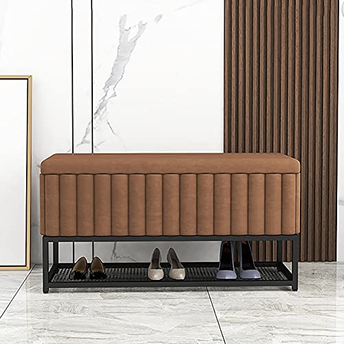 Banc d'entrée moderne avec rangement à chaussures et siège ottoman en velours chic