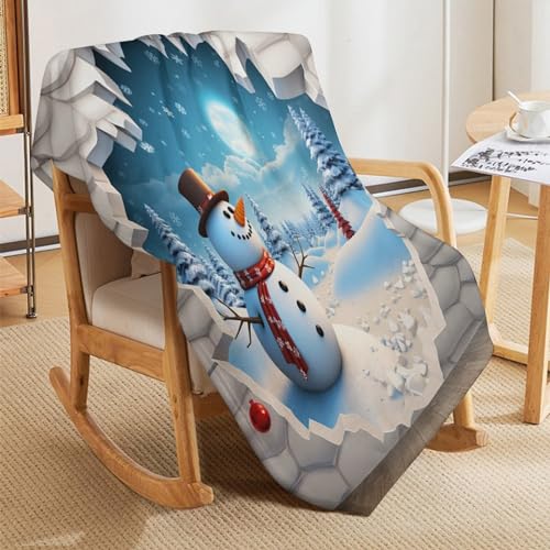 Manta de franela de muñeco de nieve 180x200 cm para sofá y cama 5