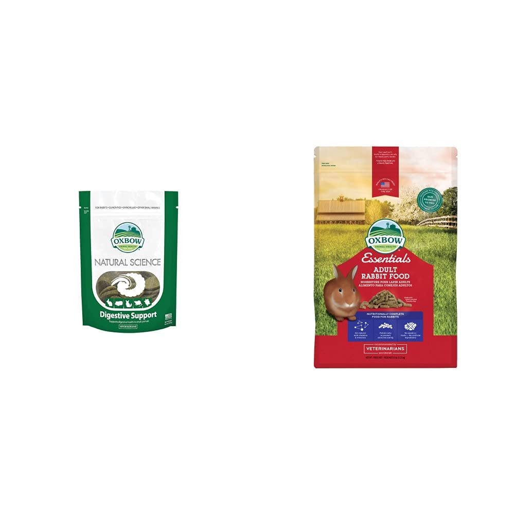 OXBOW Natural Science Small Animal Health Digestive Support Supplement 60ct Tabs & Oxbow Bunny Basics Alimento Timothy Pellet Alto en Fibra para Conejos - 2.27 kg