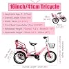 Folding Single Speed Three Wheel Tricycle 200kg Weight Capacity, 20in 18in 16in 14in Child 3 Wheel Bike with Adjustable Height Seat & Handle, Double Bicycle Two-seater for Boys/Girls(Blue,16in) #1