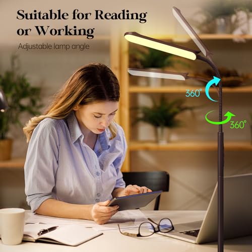 Image of Aisutha LED Floor Lamp, 18W Super Bright Floor Lamp for Living Room, Adjustable Stepless Colors & Brightness Standing Lamp, Eye Caring Reading Light with Remote& Touch Control for Bedroom Office