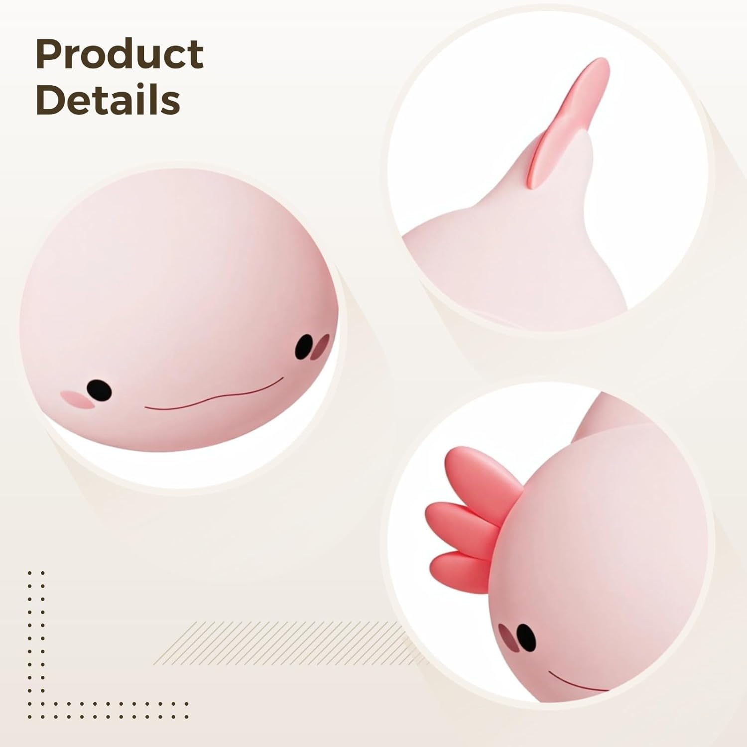 Hexagonal Axolotl Dinosaur Night Light, Rechargeable Silicone Lamp with Tap Control, Warm Glow, Portable Bedside Light for All Ages