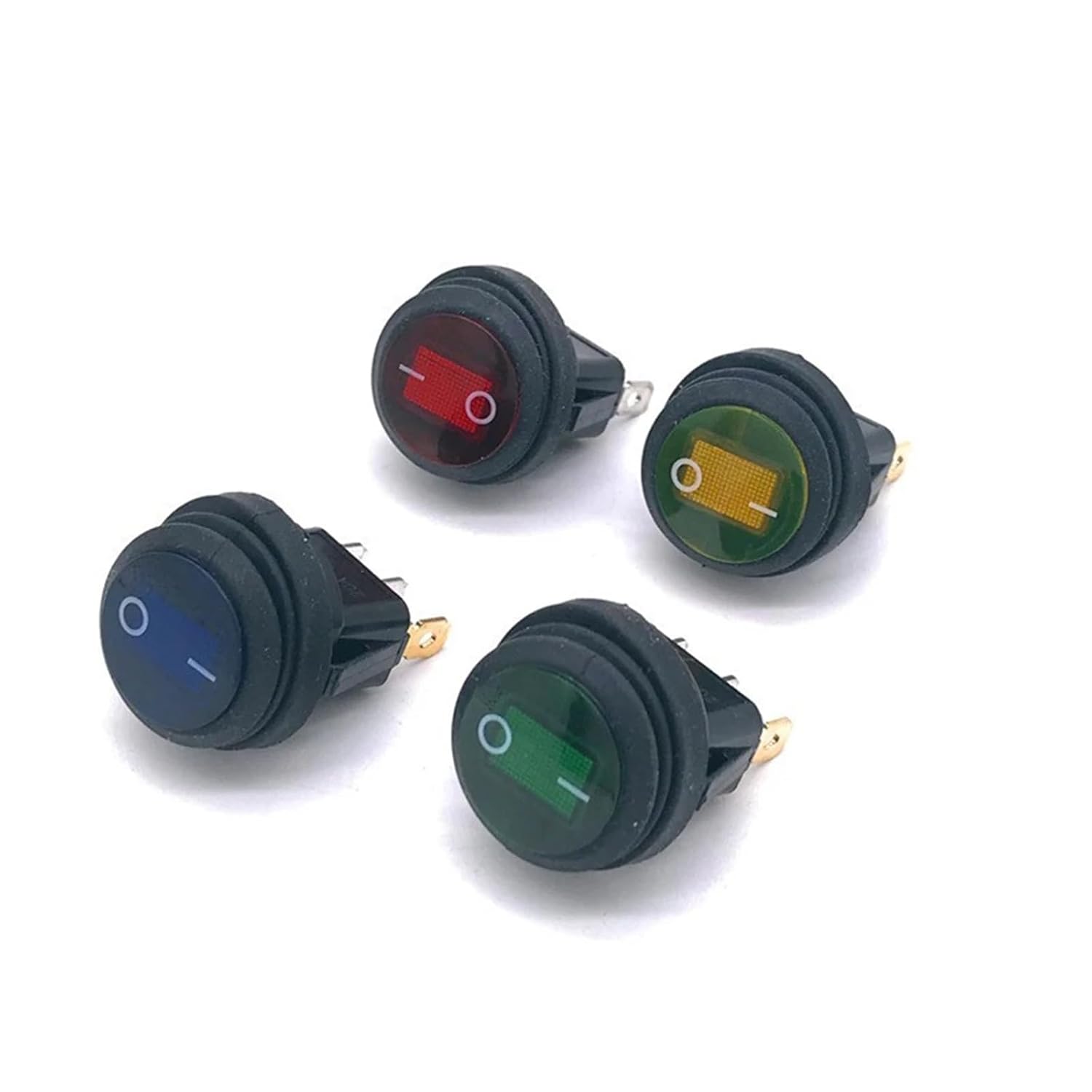 KCD1 Round Rocker Push Button Switch 20MM ON-Off Plastic 12-24V 20A 1Pcs(Red Light)
