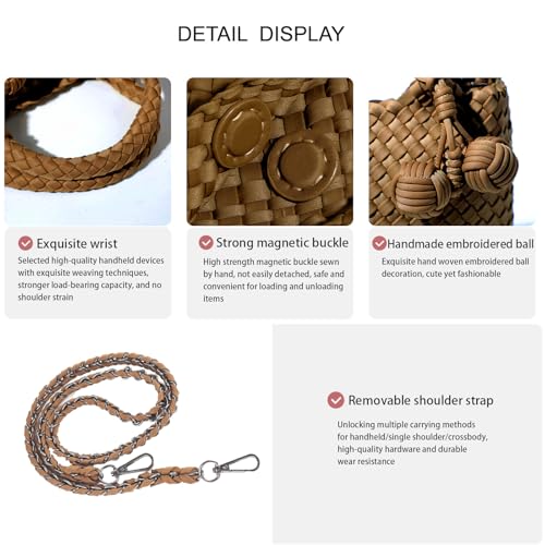 Image of Woven Tote Bag for Women with Coin Purse, Foldable Chain Small Crossbody Handbags, Fashion Shoulder Bag, Hobo Satchel