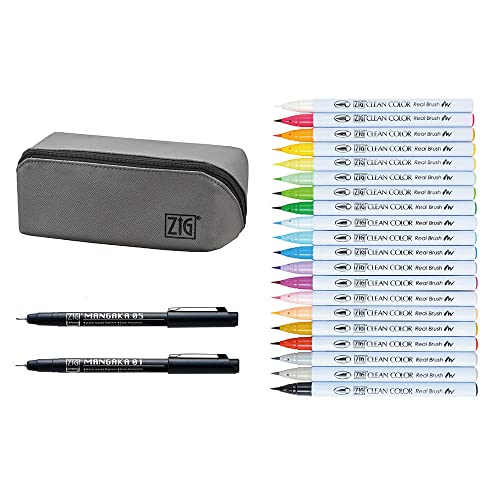 Marqueurs aquarelle ZIG Kuretake fabriqués au Japon avec pointes pinceaux souples