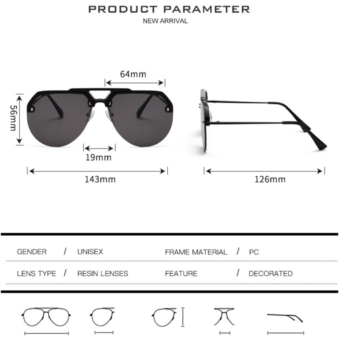 Gafas de sol con protección UV400 | Lentes de colores con remache ovalado y doble puente | Para mujeres, hombres, deportes al aire libre y conducción