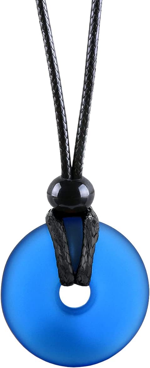 MagicHuman Sea Glass Lucky Donut Necklace - I am Happy Series Hawaiian Charm for Good Luck Protection Beach Jewelry Women Men