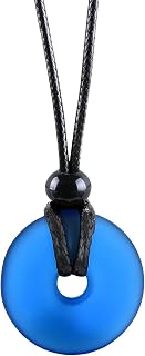 MagicHuman Sea Glass Lucky Donut Necklace - I am Happy Series Hawaiian Charm for Good Luck Protection Beach Jewelry Women Men