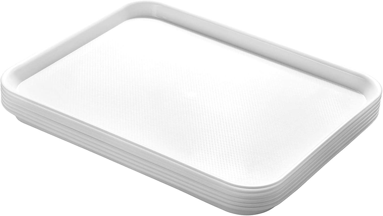 Aebeky Plastic Cafeteria Trays,Fast Food Serving Trays,13"X17",Set of 6(White)