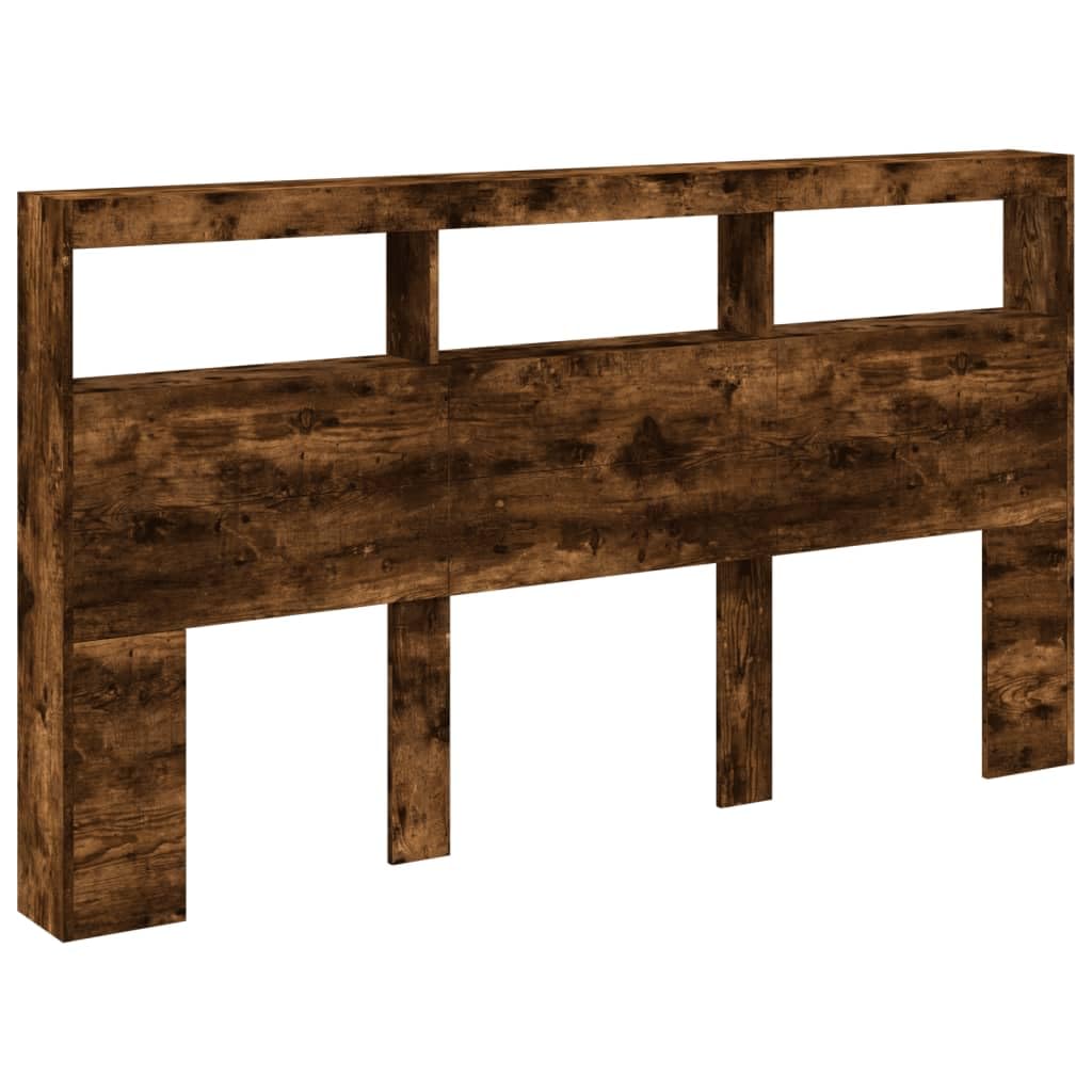 vidaXL Headboard Cabinet with LED Smoked Oak 180x17x102 cm — image 1