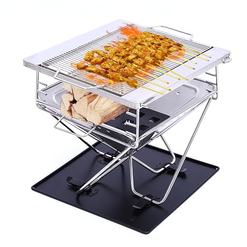 Parrilla plegable de acero inoxidable para barbacoa de camping con bolsa 2