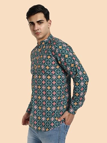 Image of Vardha Men's Cotton Printed Short Kurta with Comfortable Fit and Simple Style and Regular Look | Kurta for Men