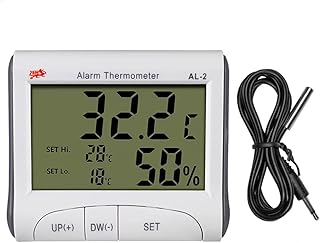 Reptile Thermometer Hygrometer with Alarm Function Aquarium Thermometer Digital Fish Tank Thermometer Reptile Tank/Egg Incubator Thermometer with Magnetic and Stand