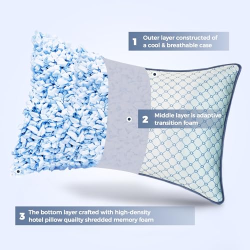 Image of Adjustable Bed Pillows Standard Size Set of 2 for Sleeping, Soft and Supportive Bed Pillows with Memory Foam Filling for Side and Back Sleepers, Neck Supportive-Standard Size, 2 Pack