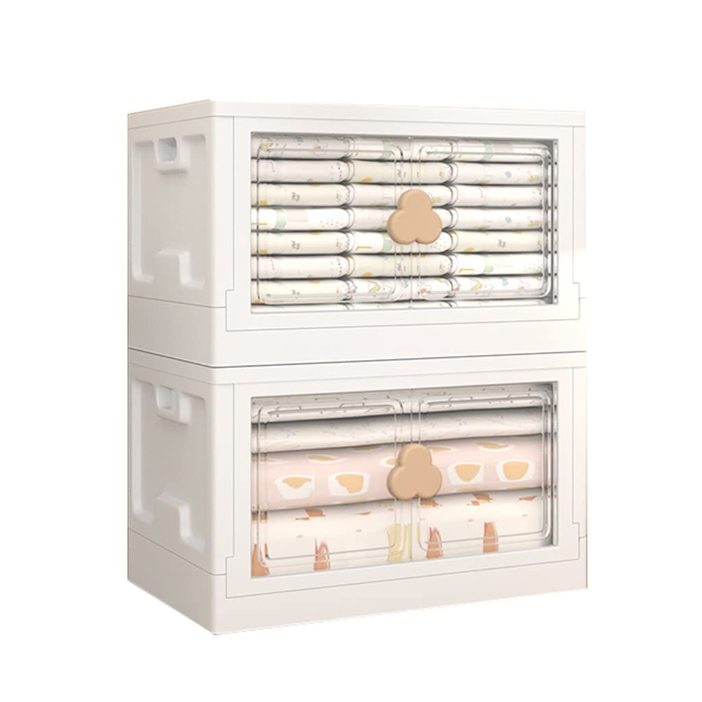 Stackable Clear Storage Box with Double Doors Foldable Design - Ideal for Living Room Bedroom or Childrens Room
