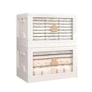 Stackable Clear Storage Box with Double Doors Foldable Design - Ideal for Living Room Bedroom or Childrens Room