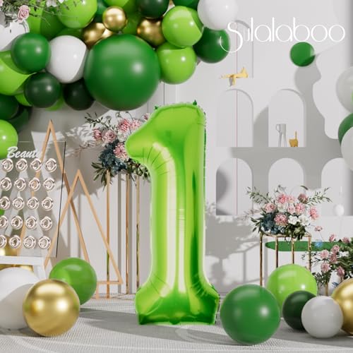 Image of 40 Inch Green Number 1 Balloon Lime Big Large Helium Number 0-9 | Giant Digital 1st Foil Mylar Party Balloon for Birthday Party Anniversary Graduation Decorations
