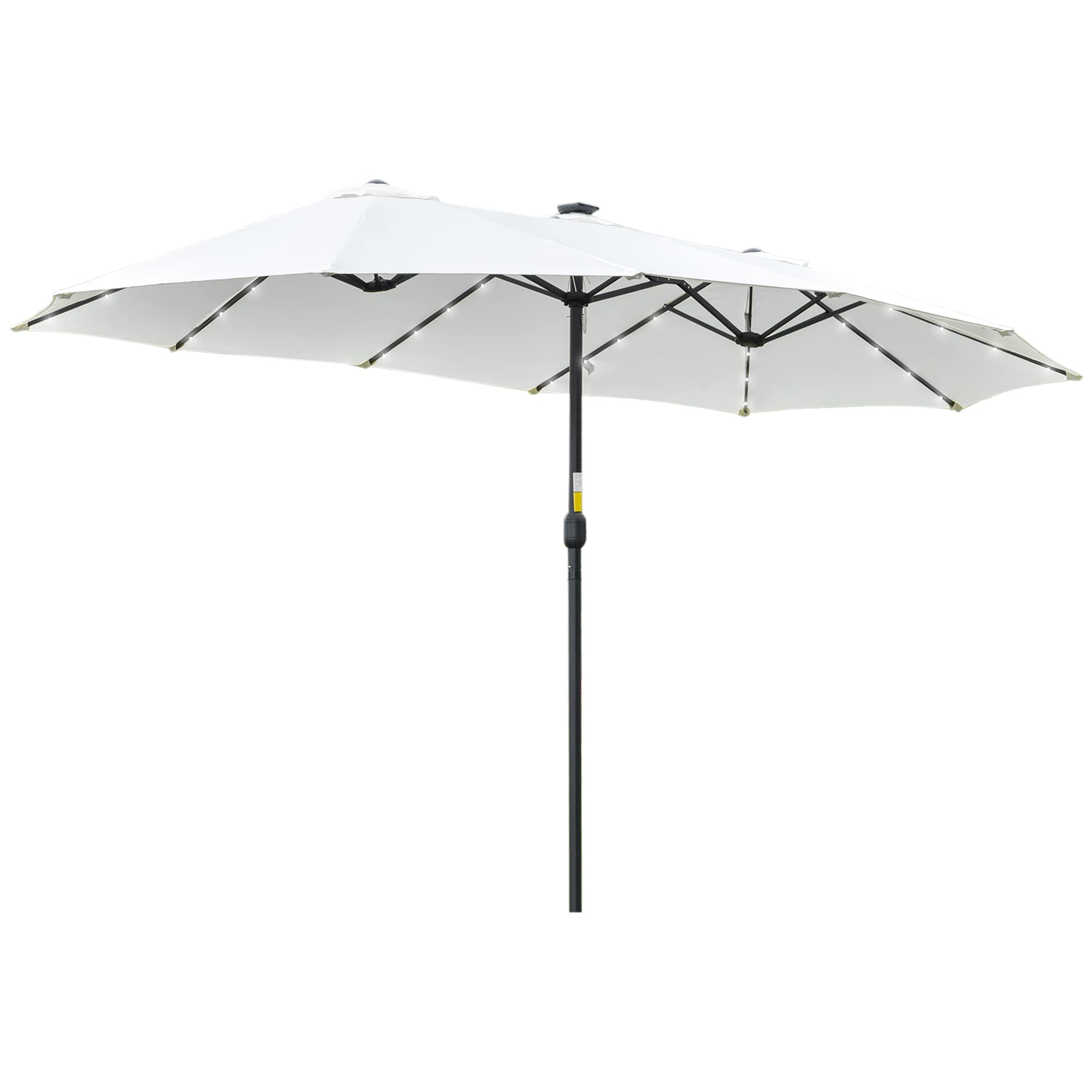 Outsunny Sombrilla Doble 4,5x2,7 m con 48 Luces LED Manivela | Sombrilla Terraza Exterior, Resistente al Agua y Protección Solar, Parasol para Jardín, Terraza, Patio y Piscina, Grandes