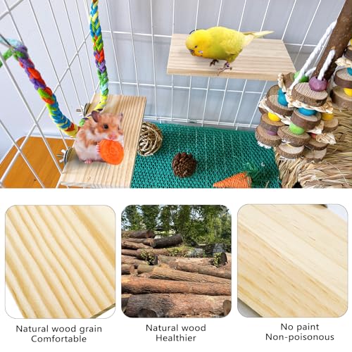 Image of 2Pcs Hamster Wooden Ledge Platform 7.5 x 4 inch Rat Stand Platform Chew Toys Cage Accessories for Squirrel Gerbil Suger Glider Rat Hamsters Bird