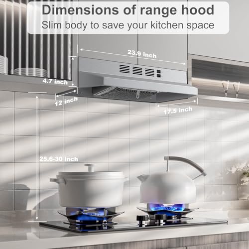 image for SNDOAS Under Cabinet Range Hood 24 inch,Ductless Range Hood Convertibl