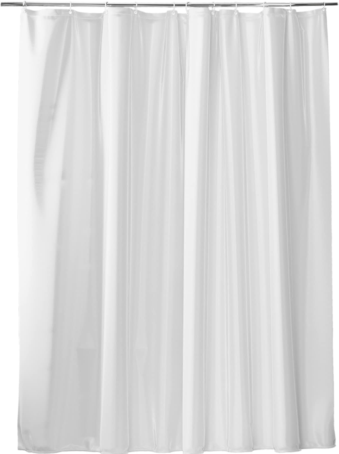 valneoShower Curtain, Solid White Polyester, 180 x 200 cm (71 x 79 Inches), Mildew Free, Waterproof, Washable - PVC Free, Anti-Mould