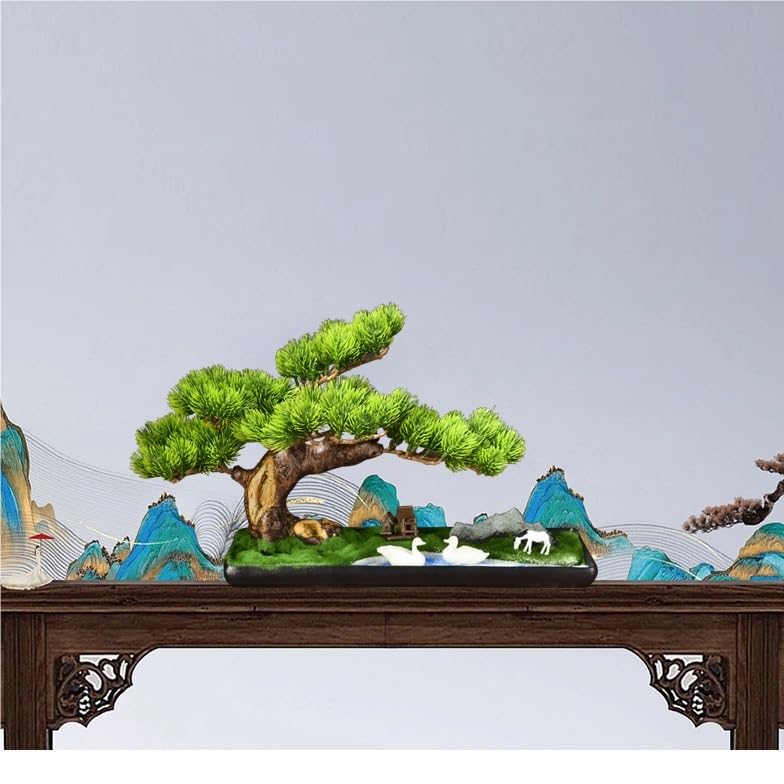 Bonsaï Artificiel Simulation Plante bonsaï Plante Verte en Pot Salon Maison Bureau créatif Paysage décoration Chinois Zen Ornements Faux Arbre D'intérieur