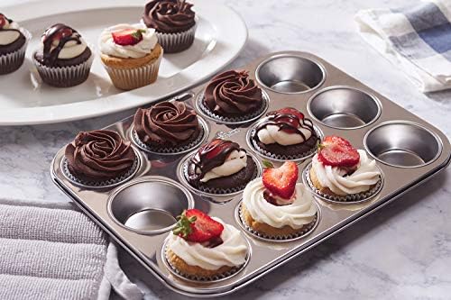 Fox Run Muffin and Cupcake Pan, 12 Standard Cup, Stainless Steel - Thumbnail 3