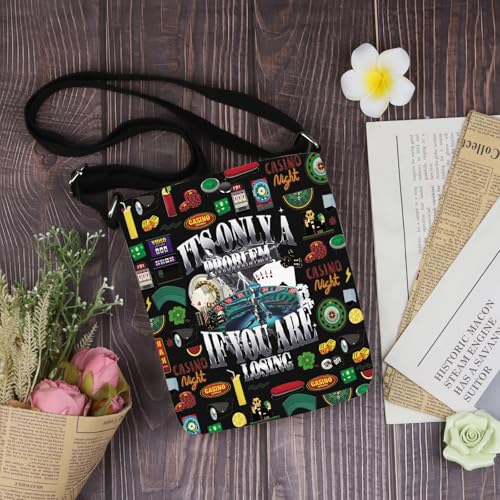TIIMG It's Only A Problem If You Are Losing Gift Casino Night Gift Lucky Gambling Present Crossbody Bag3