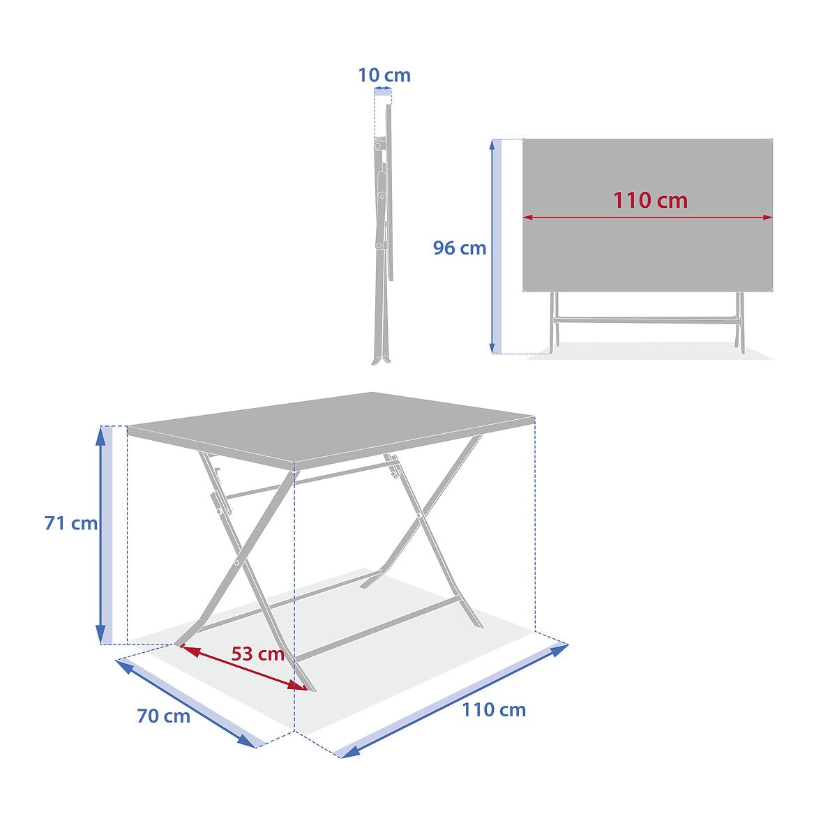 Hespéride - Table de Jardin Pliante rectangulaire Greensboro Vert Laurier 4 Places en Acier