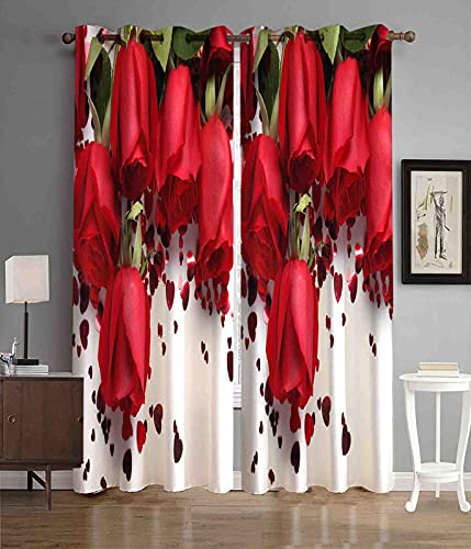 JACK&RAY Digital Printed Heavy Long Crush Curtains for Living,Dining & Bedroom, Set of 2pc - (Long Door 9FT)_Rose Flower