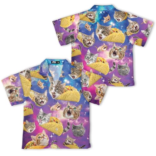 Boys Girls Tropical Highland US Flag Hawaii Shirt Funny Cow Short Sleeve Button Down Patriot Kids Hawaiian Shirt2