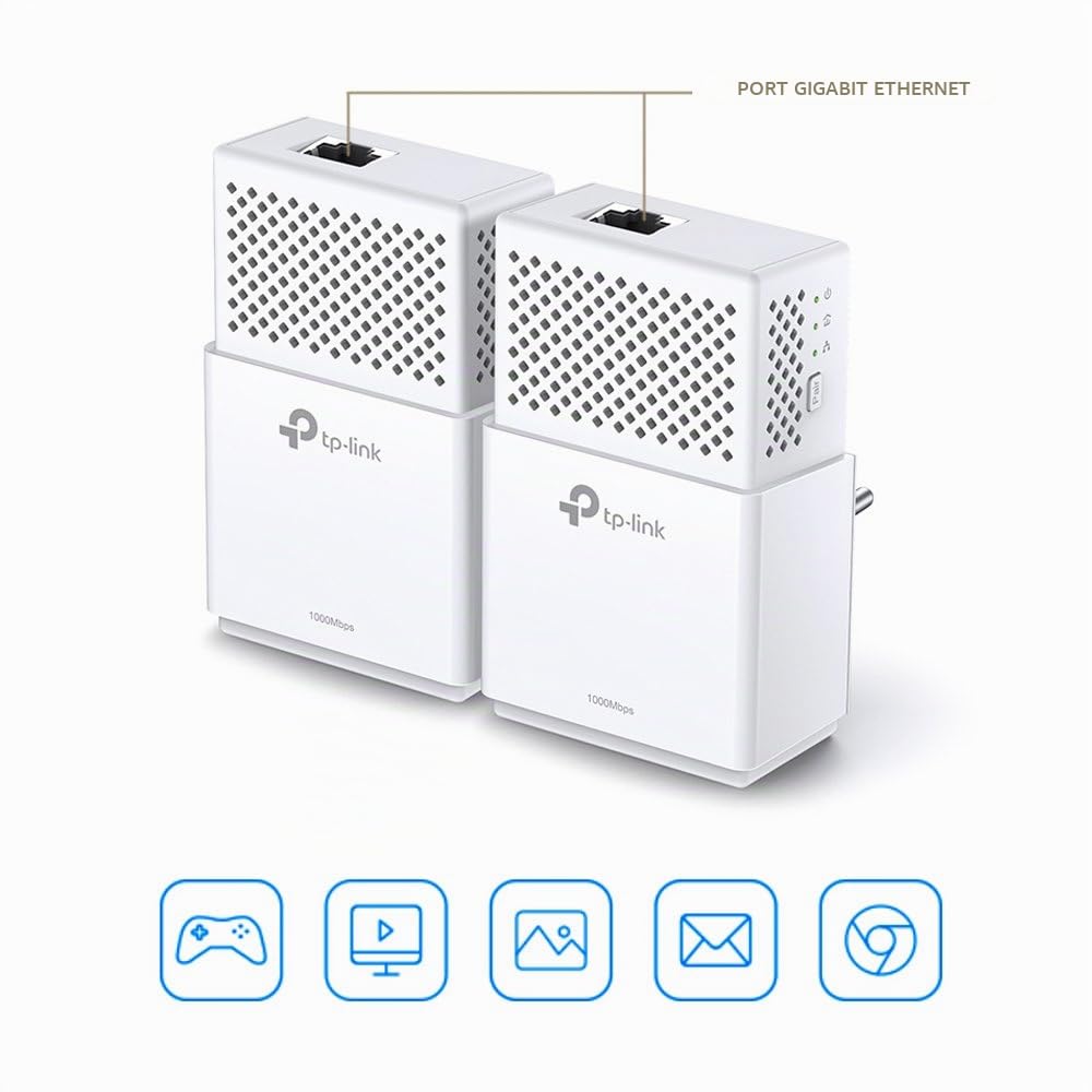 TP-Link CPL AV1000 (Débit 1000 Mbps), 1 Port Ethernet Gigabit, Pack de 2 CPL (TL-PA7010 KIT)