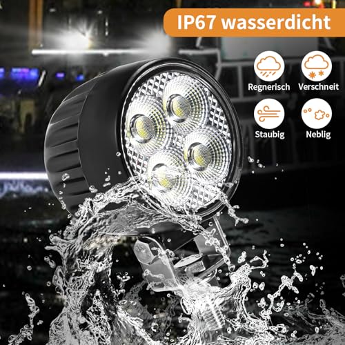 LED Arbeitsscheinwerfer 12v 24v,1600 Lumen Nahfeldausleuchtung, LED Scheinwerfer 12 volt Traktor ATV LKW, Zusatzscheinwerfer Auto,15W 2er Packung
