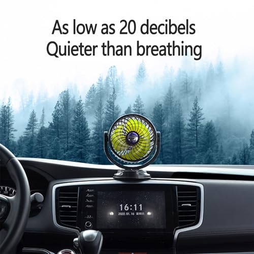 Auto Ventilator, 12V Auto Kfz Lüfter 360 °Drehbarer, Kfz Kühlender Ventilator Zigarettenanzünder für Armaturenbrett Tischventilator Ventilator Lüfter Saugnapf Klein Ventilator für LKW SUV (Einzelkopf)