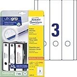 AVERY Zweckform L6059-25 Ordnerrücken Etiketten (90 Rückenschilder mit ultragrip, 59x297mm auf A4, breit/lang, selbstklebend, absolut blickdicht, bedruckbare Ordneretiketten) 30 Blatt, weiß