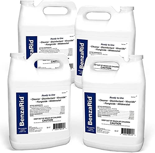 BenzaRid Professional Disinfectant (4) Gallon Set | Medical Grade Sanitizer & Virucide | Eradicates Black Mold, MRSA, Staph, H1N1, H5N1 Viruses, and Blood Borne Pathogens | Antibacterial