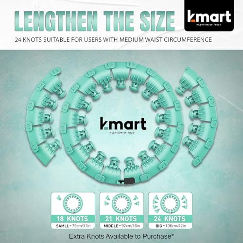 image for K-MART Smart Hula Ring Hoops, Weighted Hula Circle 24 Detachable Fitne